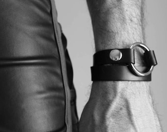 BDSM double wrap leather bracelet