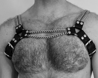 NEW Leather Harness and Chain - The H CHAIN BDSM for men