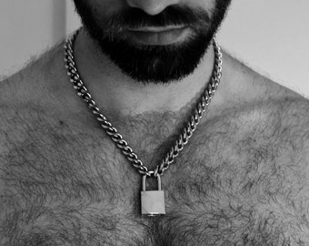 NEW "SIMPLE LOCK" Bdsm chain necklace for men