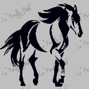 May include: Black silhouette of a horse with its head turned to the side and its mane flowing in the wind.