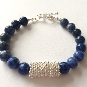 Blue Sodalite and Silver Gem Bracelet