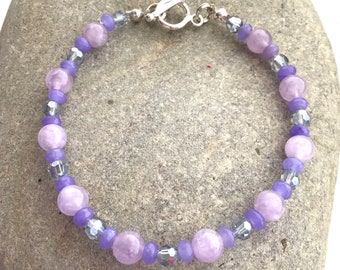 Lavender Amethyst, Purple Quartz, and Crystal Gem Bracelet