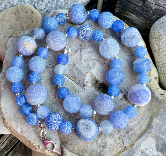 Blue Crackle Agate Necklace