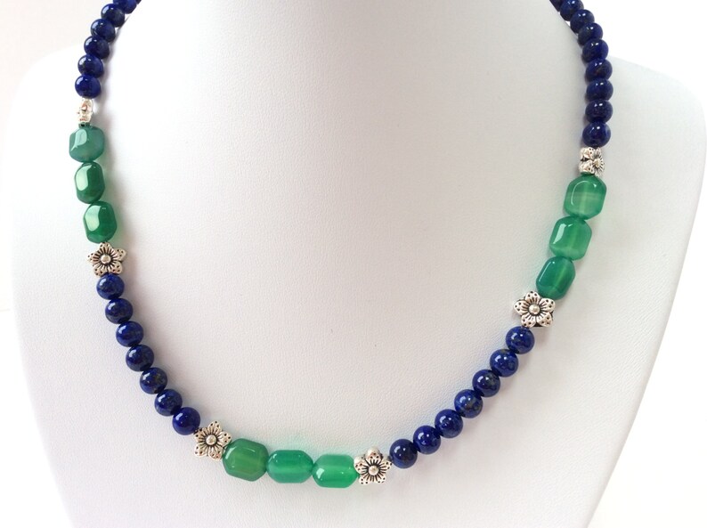 15/%OFF Lapis Lazuli and Green Agate Necklace SPECIAL OFFER