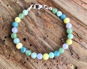 Multi gem Amazonite,Agate,Aventurine, and Lemon Jasper Bracelet