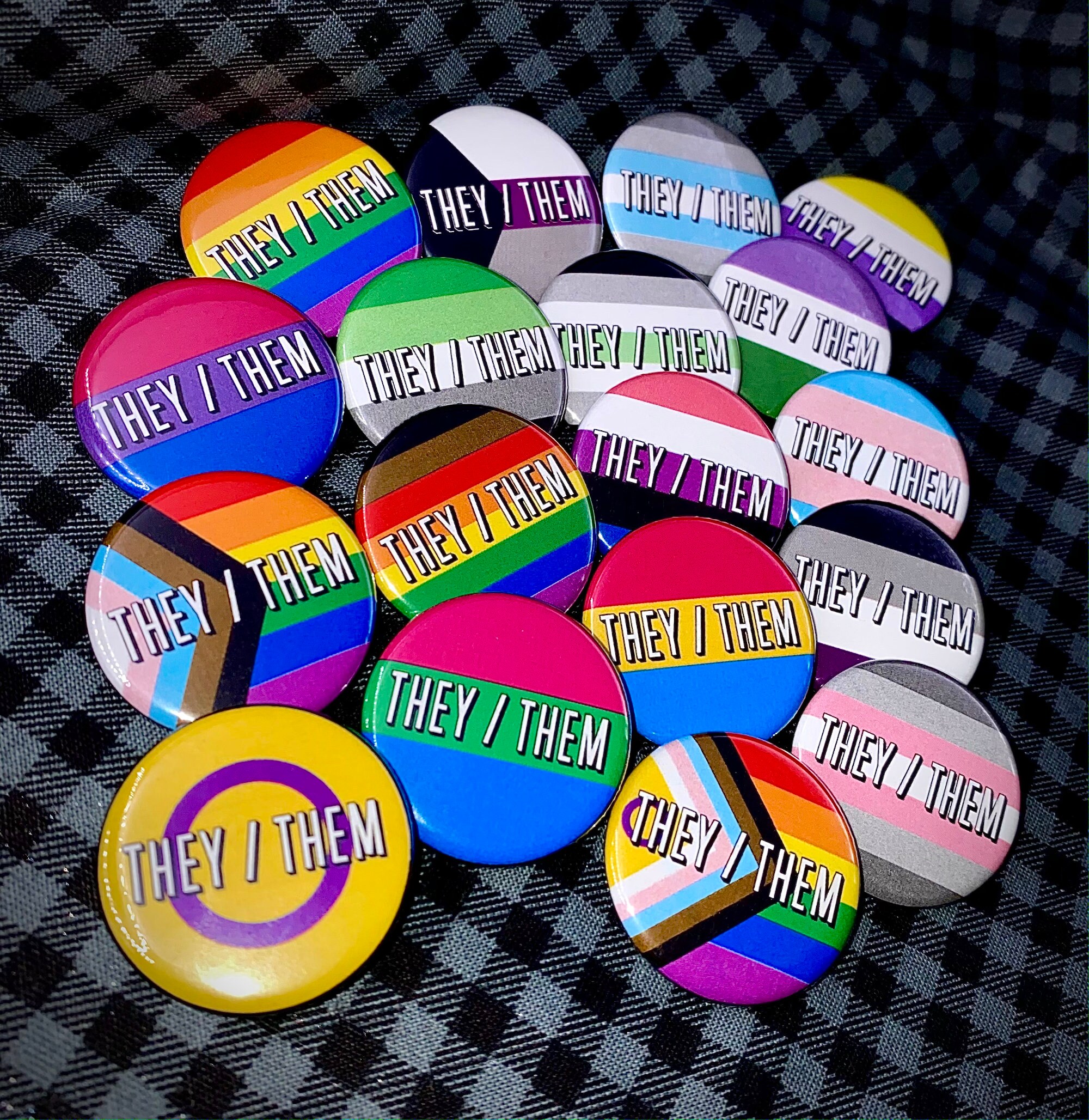 Rainbow Pride Flag 1.25 Pronoun Button She / He / They Etsy