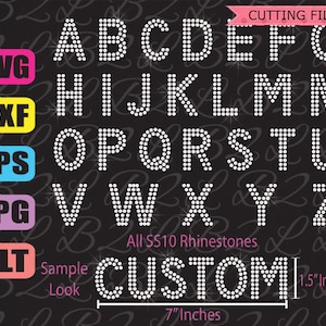 Fonte de bloco de modelo de strass 1,5" letras maiúsculas - Esta NÃO é uma fonte digitável - arquivo SVG e DXF - Download instantâneo Cricut Silhouette