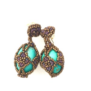 Vintage Style Beaded African Turquoise Earrings