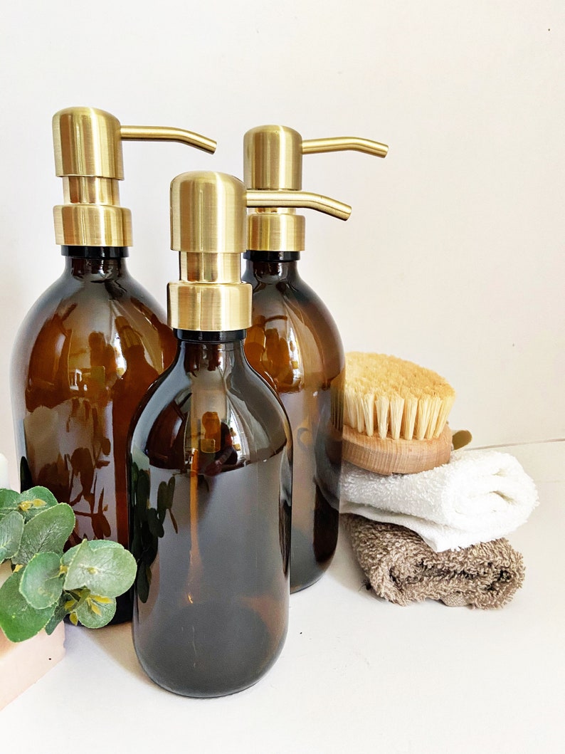 BUNDLE 3 Refillable Amber Glass Bottles Bathroom Amber Etsy UK