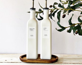 OIL OR VINEGAR Bottle, white glass bottle, 500ml, cruet, oil bottle, vinegar bottle, olive oil