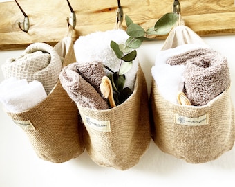 NEW Jute bag, basket, hanging basket, natural linen, plant bag, storage, kitchen, bathroom
