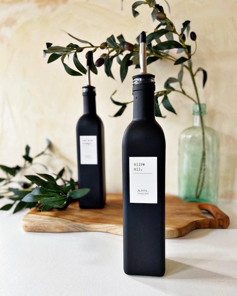 OIL OR VINEGAR Bottle, Black glass bottle, 500ml, cruet, oil bottle, vinegar bottle, olive oil image 6
