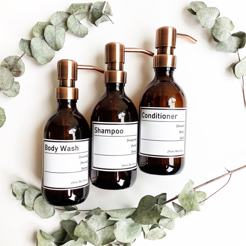 Reusable refillable amber glass bottles bathroom eco Etsy