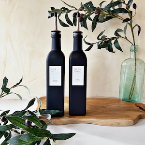OIL OR VINEGAR Bottle, Black glass bottle, 500ml, cruet, oil bottle, vinegar bottle, olive oil image 4