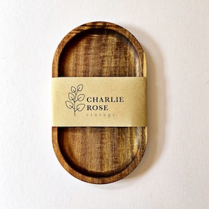 Acacia Wood Bottle Tray: Small Stained Wood Plinth