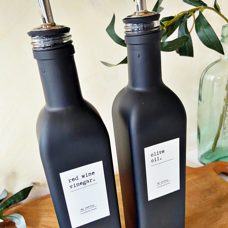 OIL OR VINEGAR Bottle, Black glass bottle, 500ml, cruet, oil bottle, vinegar bottle, olive oil image 5