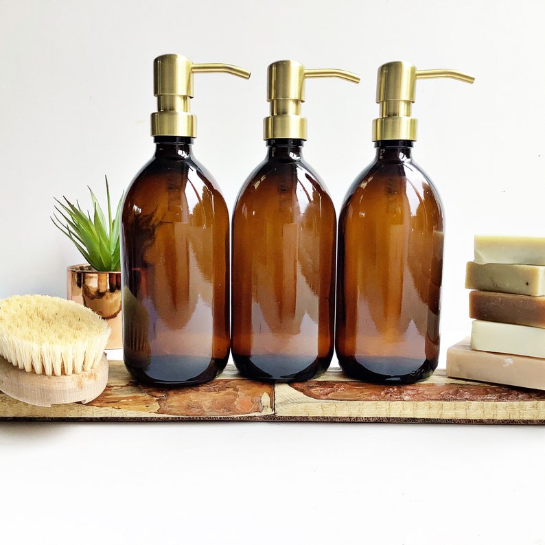 Reusable 500ml refillable amber glass bottles bathroom Etsy