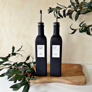 OIL OR VINEGAR Bottle, Black glass bottle, 500ml, cruet, oil bottle, vinegar bottle, olive oil image 2