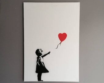 BANKSY - Girl and Balloon - Sprayed on Canvas! Street Art Grafitti print poster picture