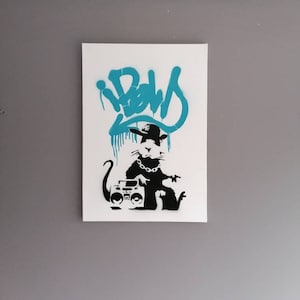Banksy Gangsta Rat Stencil Art – Hand Sprayed Canvas Print
