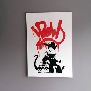 Banksy Gangsta Rat Stencil Art – Hand Sprayed Canvas Print