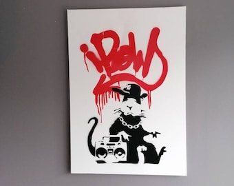 Banksy Gangsta Rat Stencil Art – Hand Sprayed Canvas Print