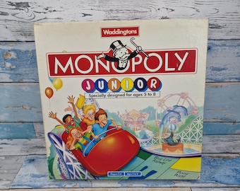 Vintage Monopoly Junior Kids Family Board Game By Waddingtons 1996 Rare shortbox Version pass time Play family Games hotel houses
