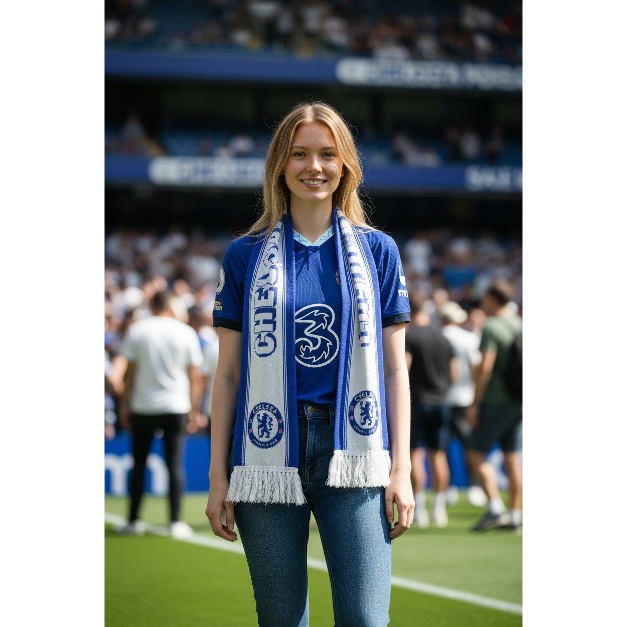 Chelsea FC Vintage Scarf Blue White Football Fan Acrylic Classic