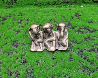 three wise Monkeys Brass Vintage  Mid Century Speak no evil See No Evil Hear No evil