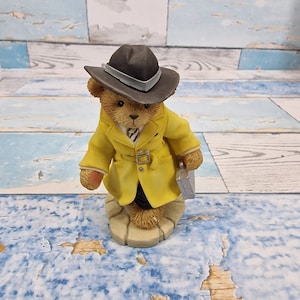 Cherished Teddies James Bear Membership Kit Figurine & Lapel Pin Teddy Bear 2001 Christmas,Gift,Present,Fathers day,Private eye