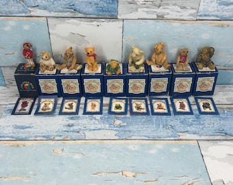 Vintage miniatyr Peter Fagan nallebjörnsfigurer med ask