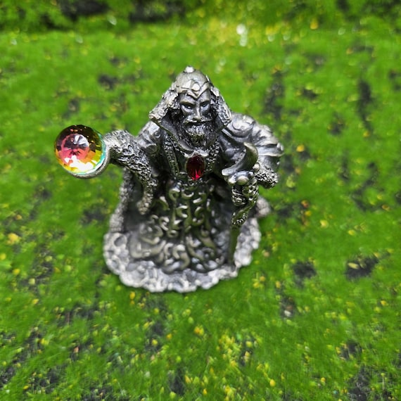 Retired Pewter Moon Wizard Figurine: Myth & Magic, Swarovski