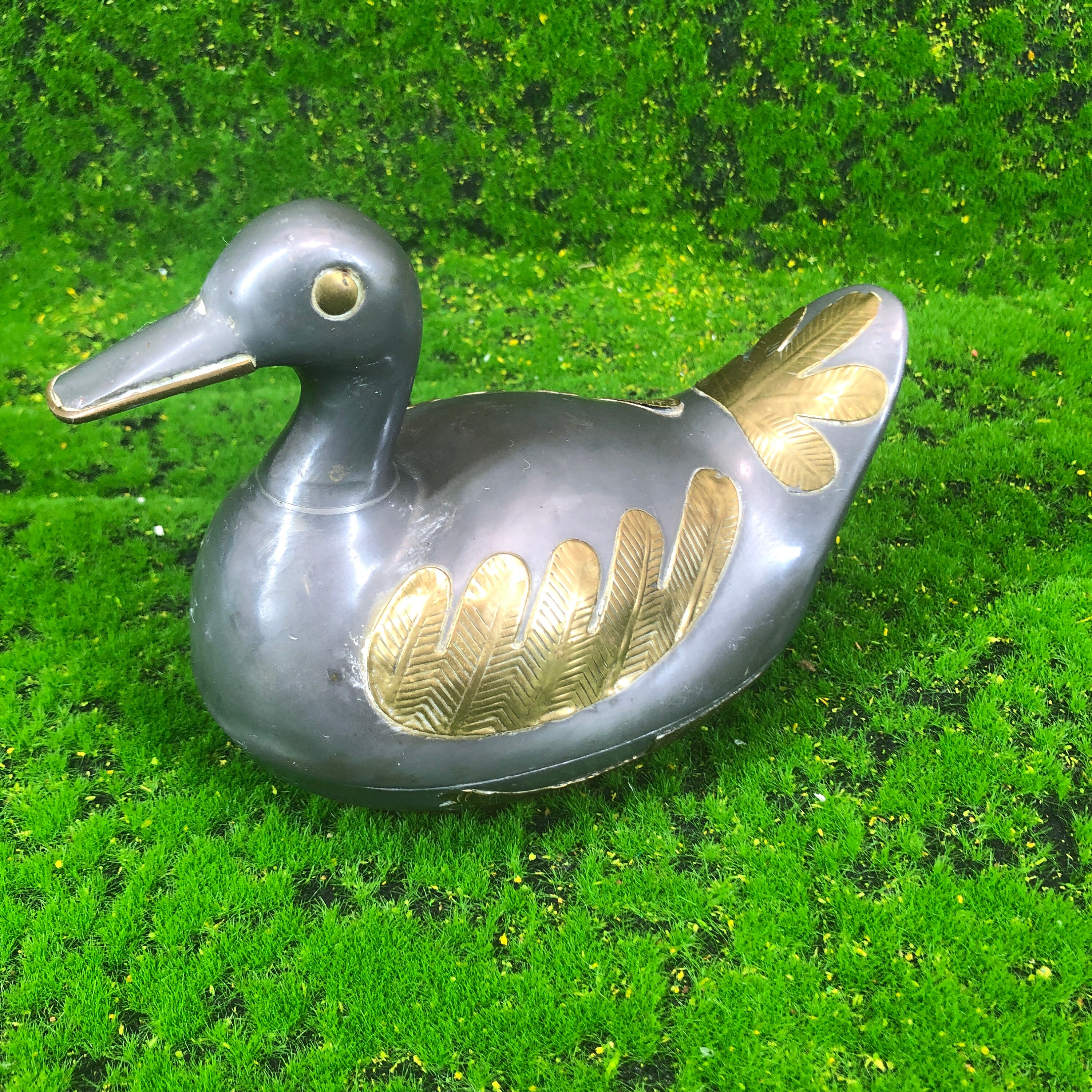 ◇フランスアンティーク｜ピューター製アヒル小物入れセット手作り小鳥