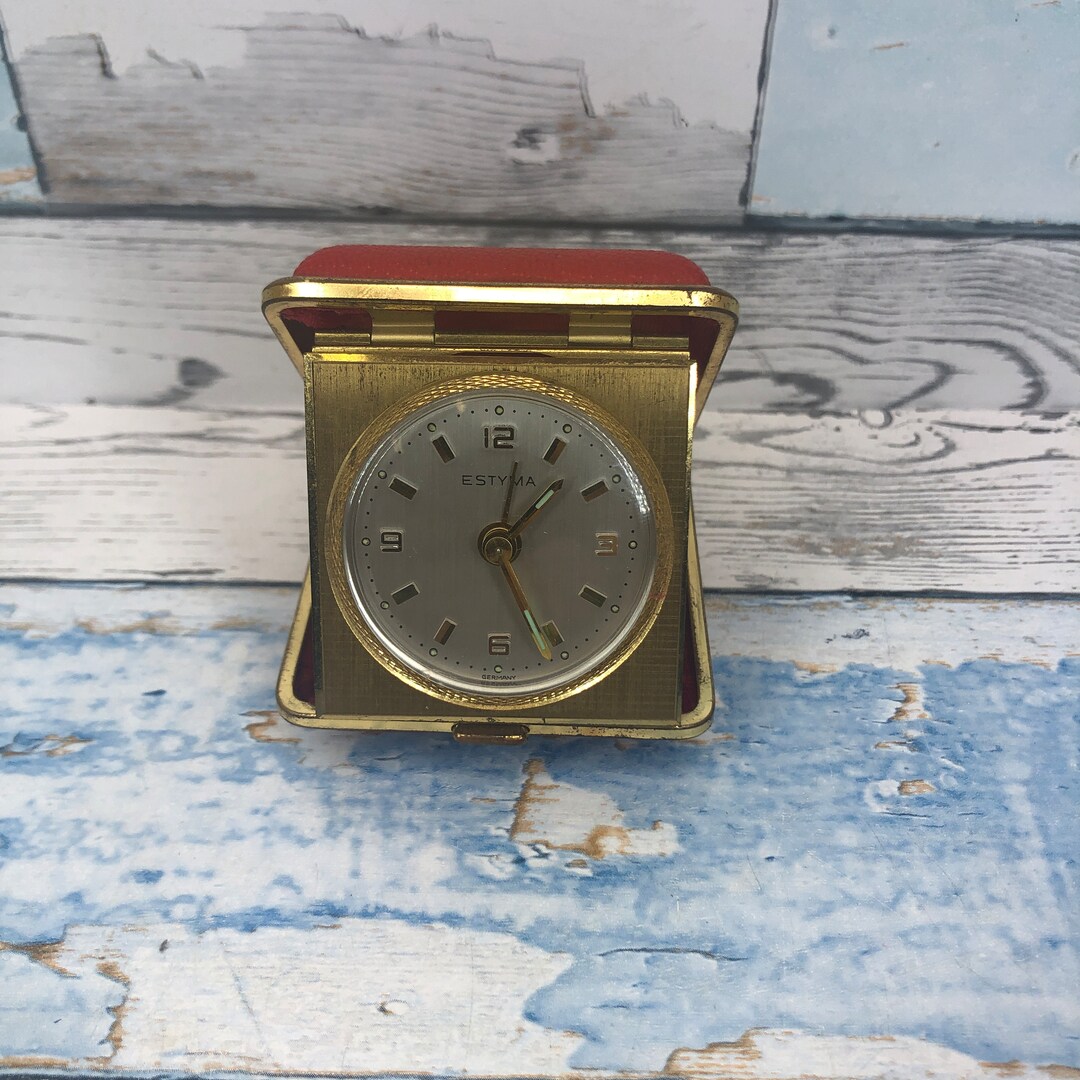 Red Travel Alarm Clock by Estyma Working West German 1960s Etsy