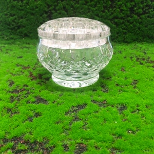 Heavy Crystal Rose Bowl cut glass with Glass  lid vintage some Chips