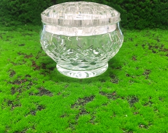 Heavy Crystal Rose Bowl cut glass with Glass  lid vintage some Chips