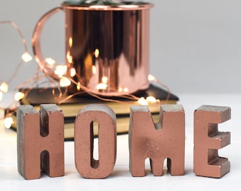 Small Concrete Copper Letters - Housewarming Gift - Copper Letters - Gift for Her
