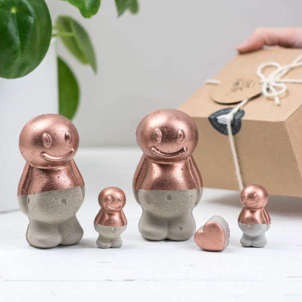 Copper Concrete Family Set - Anniversary Gift - Family Gift - Memorial Gift For Family - Mother's Day Gift - 7th Anniversary