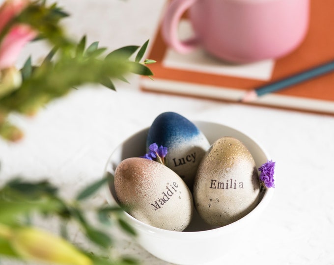 Copper personalised Concrete Name Easter Eggs - Golden Egg - Decorative Eggs - Easter Eggs - Easter Gift - Bellsandwhistlesmake