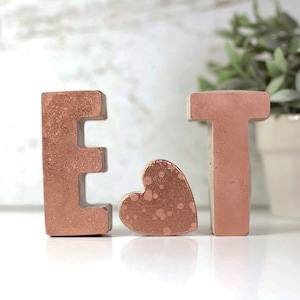 Large Concrete Copper Fronted Letters - Anniversary Gift  - 7th wedding anniversary