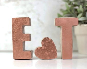 Large Concrete Copper Fronted Letters - Anniversary Gift  - 7th wedding anniversary