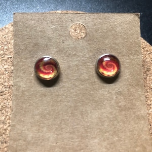 Red, Orange and Yellow Fire 8MM Stud Earrings
