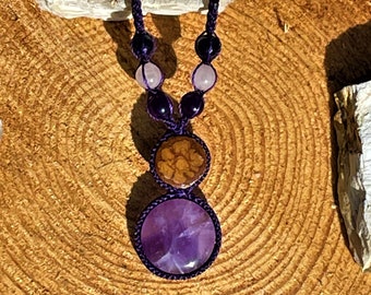 Ayahuasca Crystal Necklace, Amethyst Necklace, Ayahuasca Crystal, Gemstone Ayahuasca, Wrapped Crystal, Wrapped Crystal Jewelry, Amethyst,