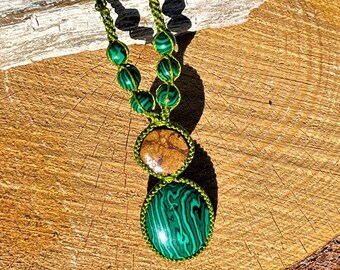 Ayahuasca Crystal Necklace, Malachite Crystal Jewelry, Ayahuasca, Malachite Necklace, Ceremony Necklace, Ceremonial Jewelry, Twin Flames,