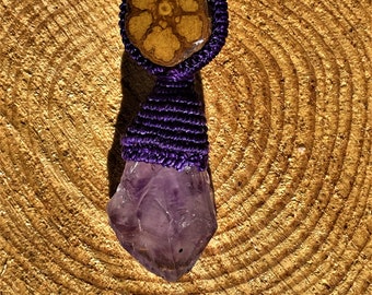 Ayahuasca Crystal Necklace, Amethyst Necklace, Ayahuasca Crystal, Gemstone Ayahuasca, Wrapped Crystal, Wrapped Crystal Jewelry, Amethyst,