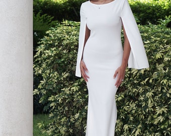 White Cape Dress - Etsy