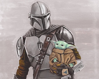 Lámina artística de Mandalorian y Grogu - Papá espacial 11x14