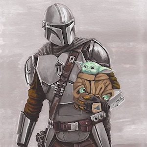 Space Dad - 11x14 Print, The Mandalorian Art Print, Grogu, Din Djarin, Pedro Pascal, Wall Art