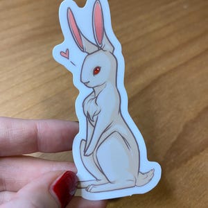 White Rabbit Sticker - Bunny Sticker, Vinyl Water Bottle Laptop Waterproof Sticker, Albino Bunny Rabbit Art