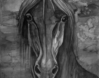 Dark Matter - Equine Fine Art Original Watercolor Painting